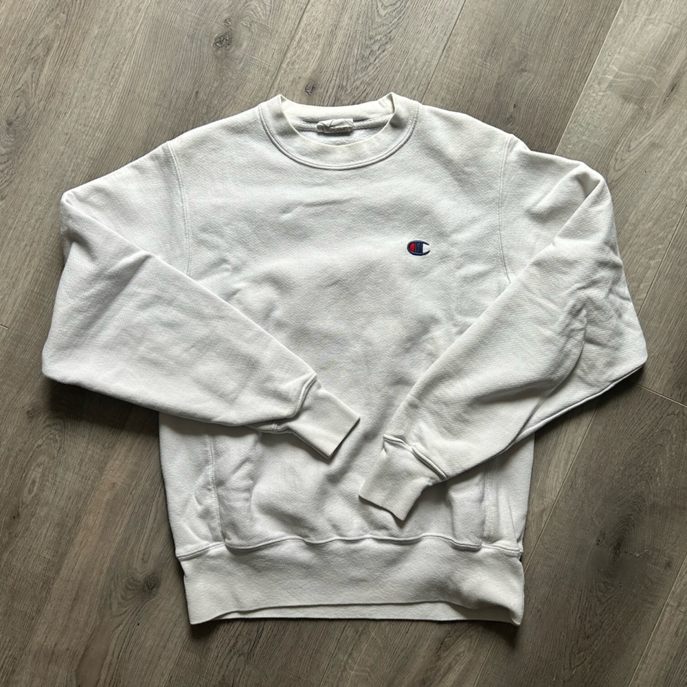 Champion White Reverse Weave Crewneck Sweatshirt